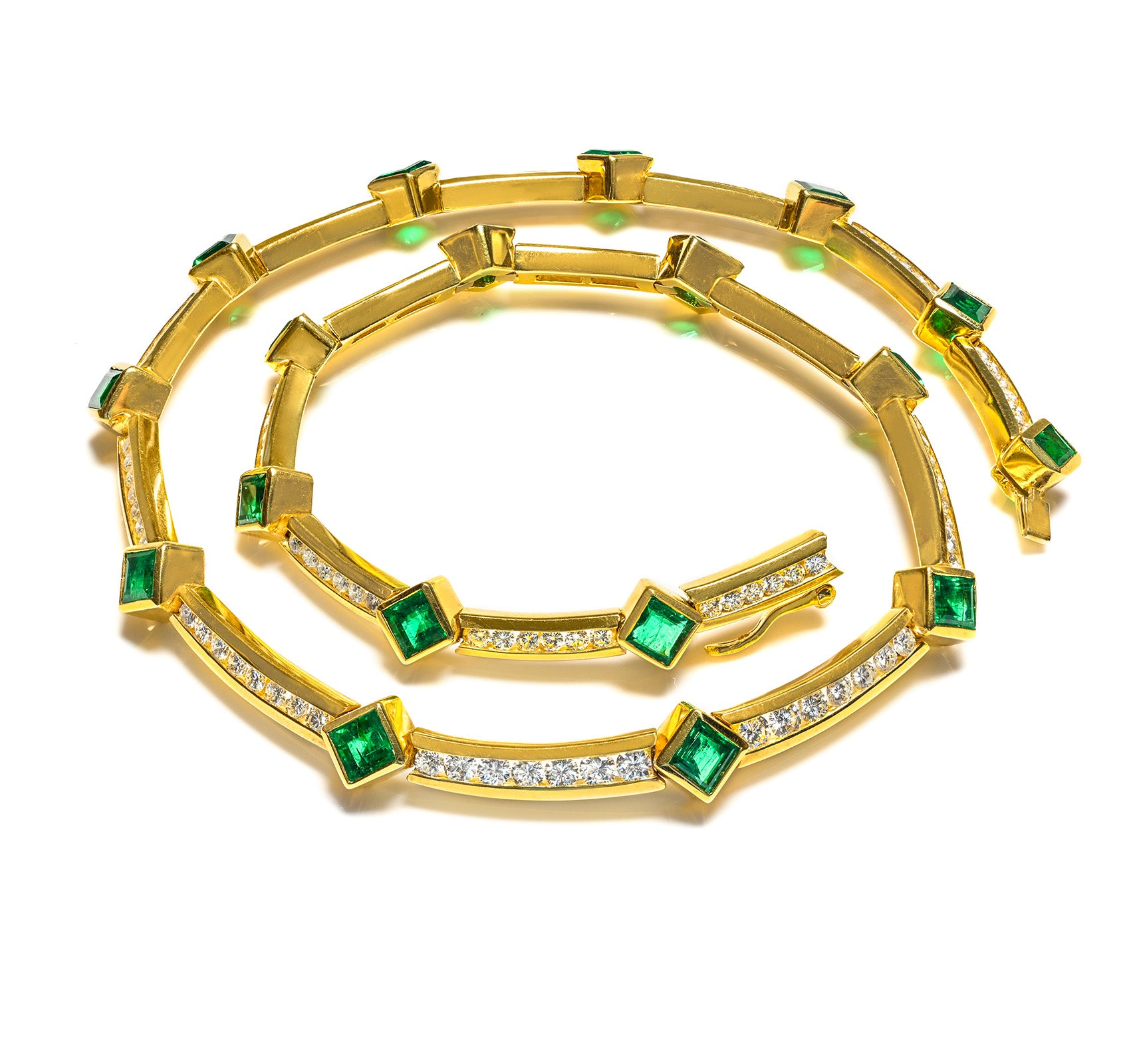 Fine Emerald Diamond 18K Gold Necklace