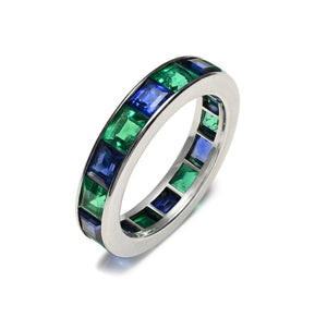 Vintage Emerald Sapphire Platinum Eternity Band