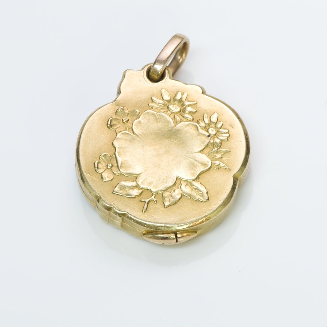 Emile Vernier Antique Art Nouveau Diamond Gold Locket Pendant