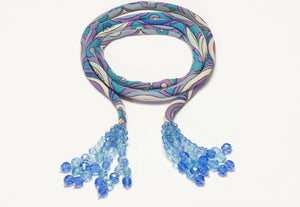 Emilio Pucci Coppola e Toppo 1960’s Blue Purple Silk Crystal Tassel Belt