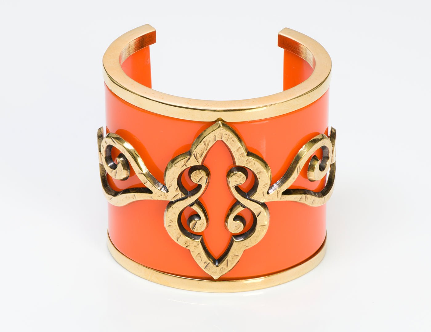 Emilio Pucci Orange Resin Baroque Style Cuff Bracelet