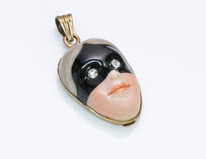 Georgian Silver Enamel Face Patch Box Pendant