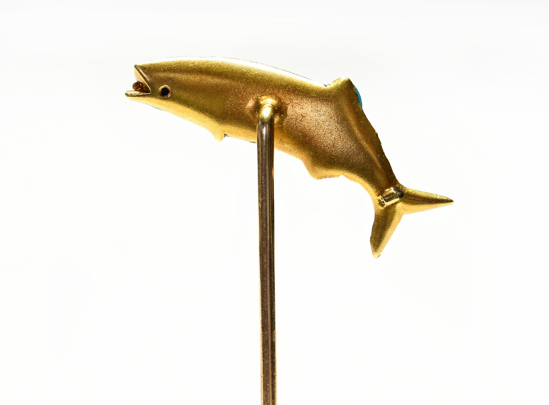 Antique Gold Enamel Fish Stick Pin