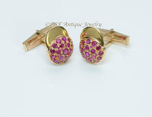 Estate Jockey Cap Gold and Ruby Cufflinks