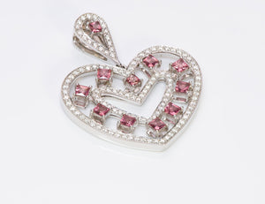 Estate SPM Ruby Diamond 18K Gold Heart Pendant