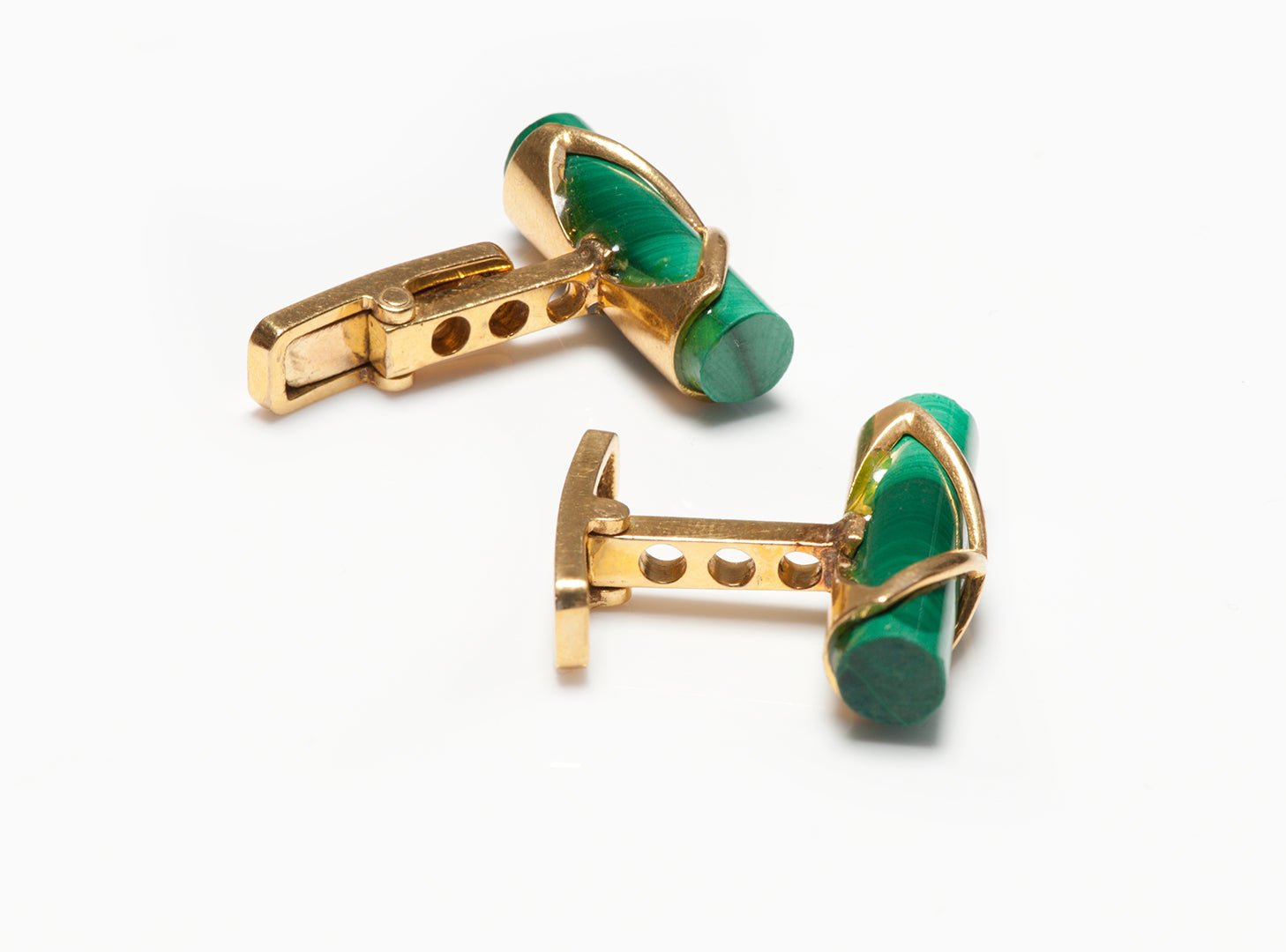 Estate Yellow Gold Malachite Cufflinks