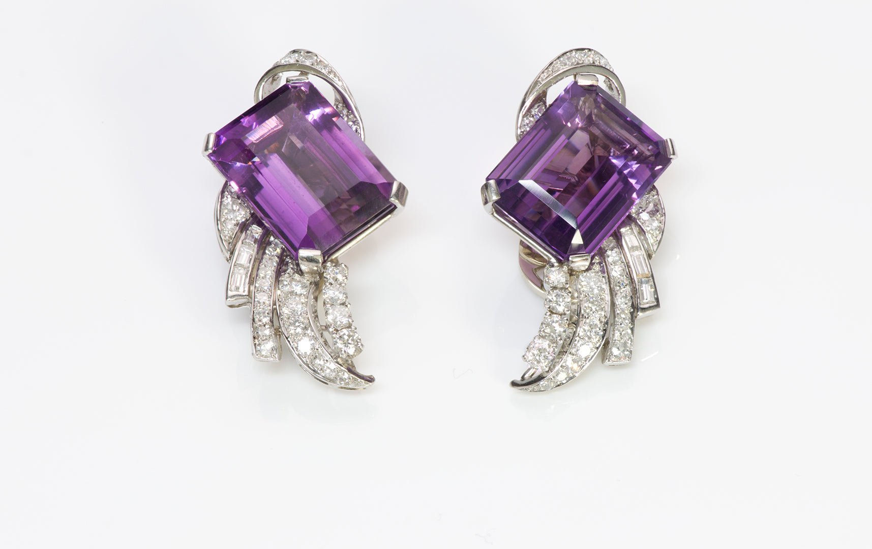 Exquisite Amethyst Diamond Bracelet Clips Ring Earrings Set