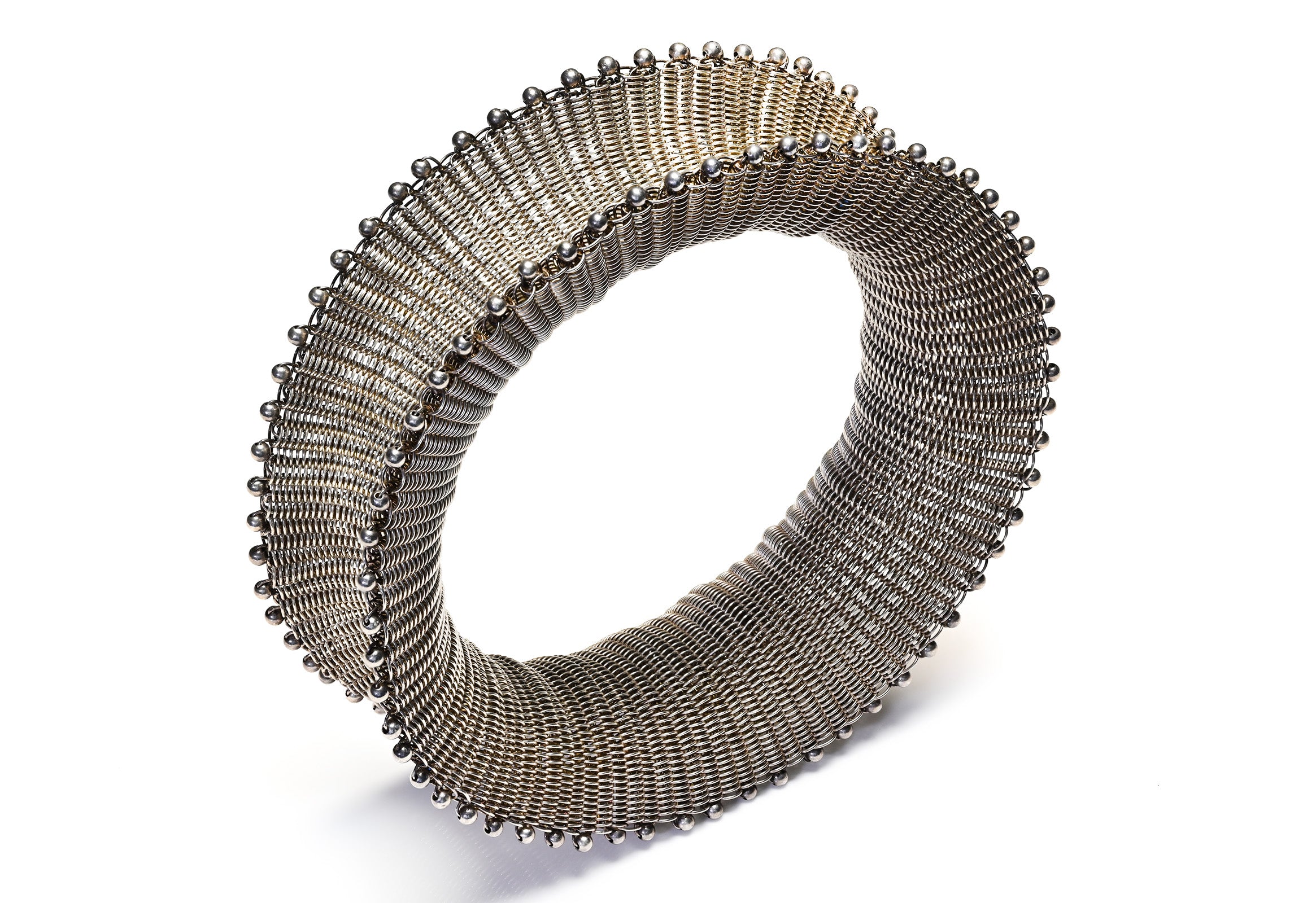 Vintage Silver Flexible Coil Bangle Bracelet