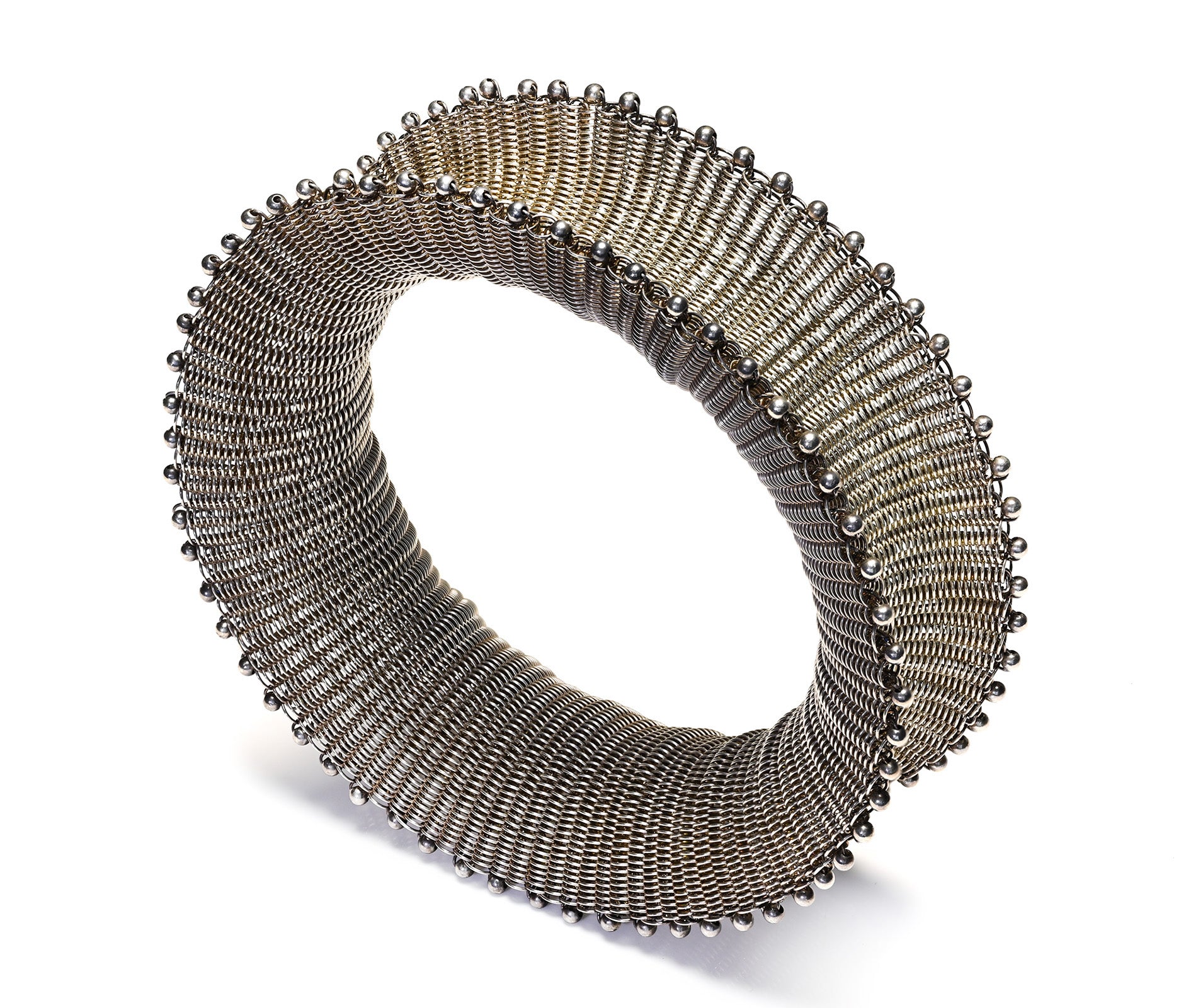 Vintage Silver Flexible Coil Bangle Bracelet