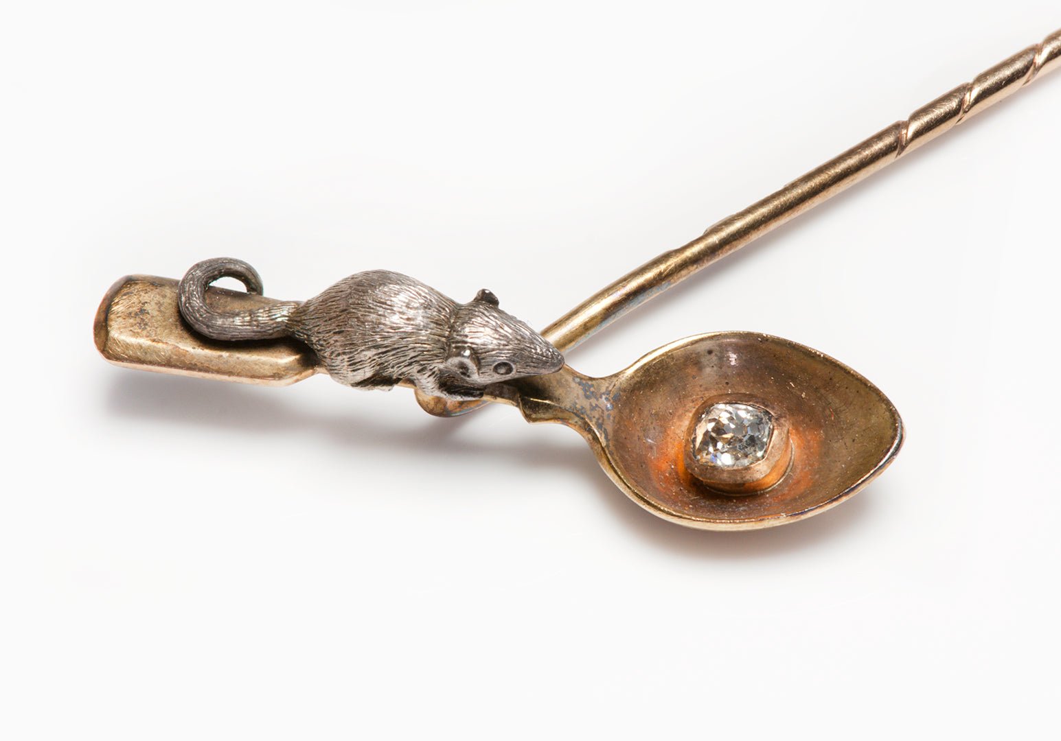 Faberge Alfred Thielemann Mouse Spoon Diamond Stick Pin