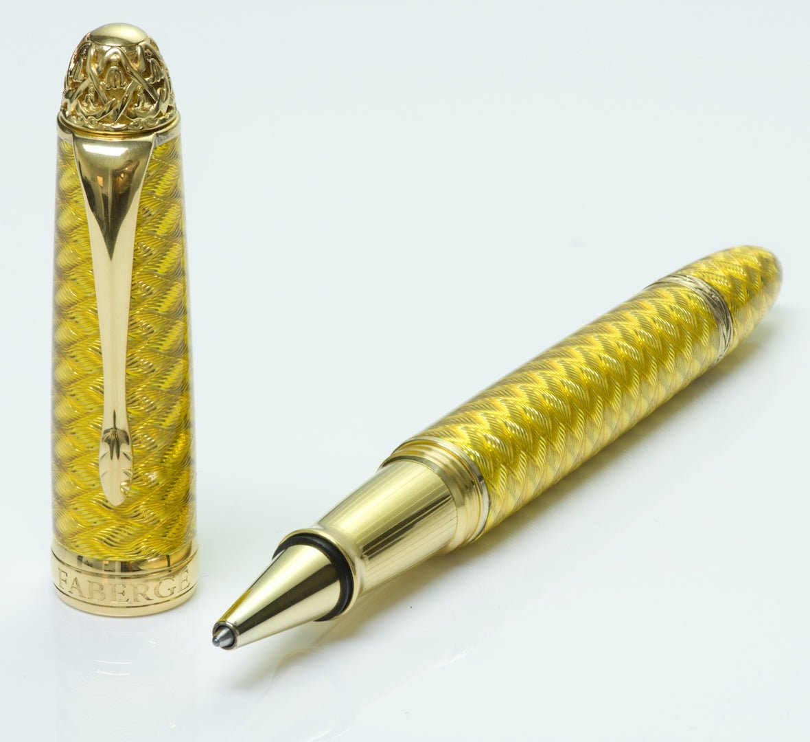 Faberge Guilloché Enamel Sterling Silver Ball Pen
