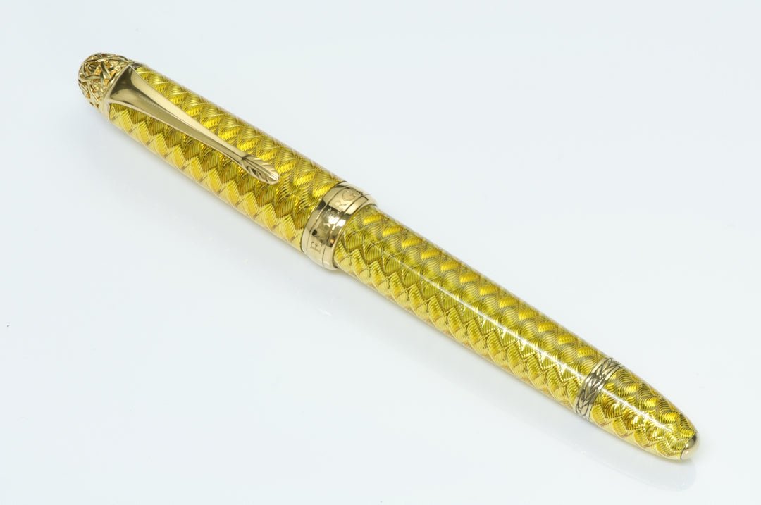 Faberge Guilloché Enamel Sterling Silver Ball Pen - DSF Antique Jewelry