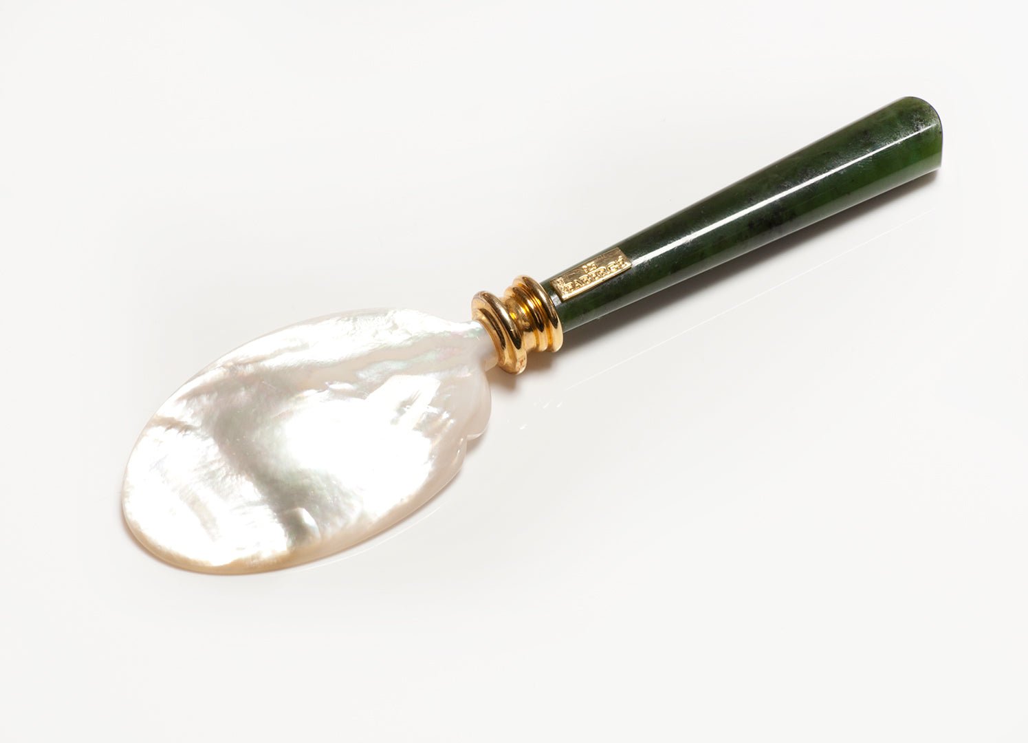 Faberge Jade Oyster Shell Caviar Spoon