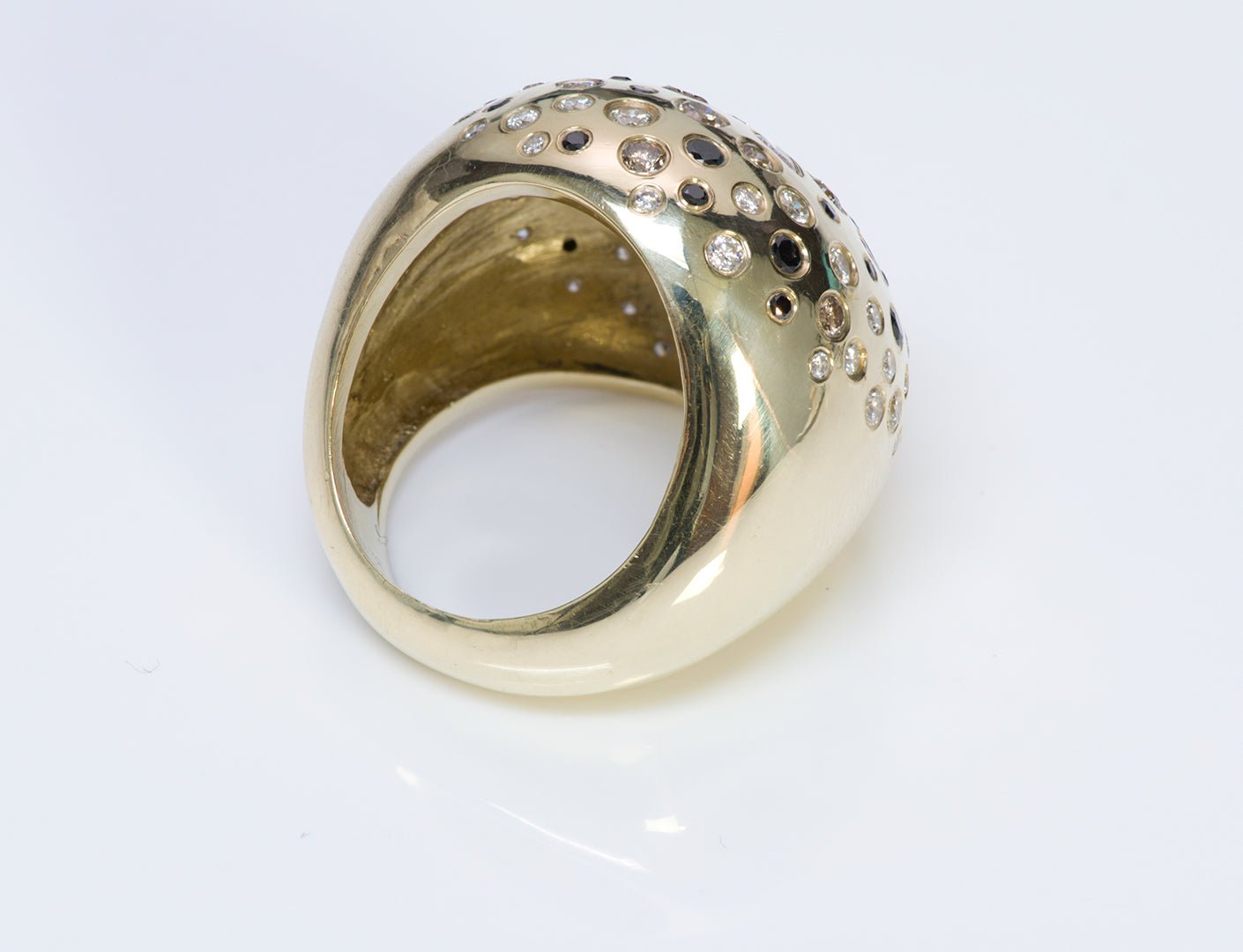 Fancy Cut Multi Colored Diamond Dome Gold Ring - DSF Antique Jewelry