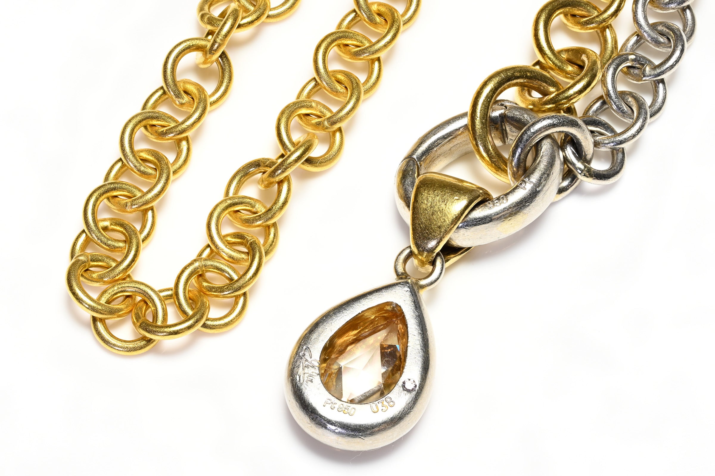 Fancy Diamond Platinum Gold Chain Necklace