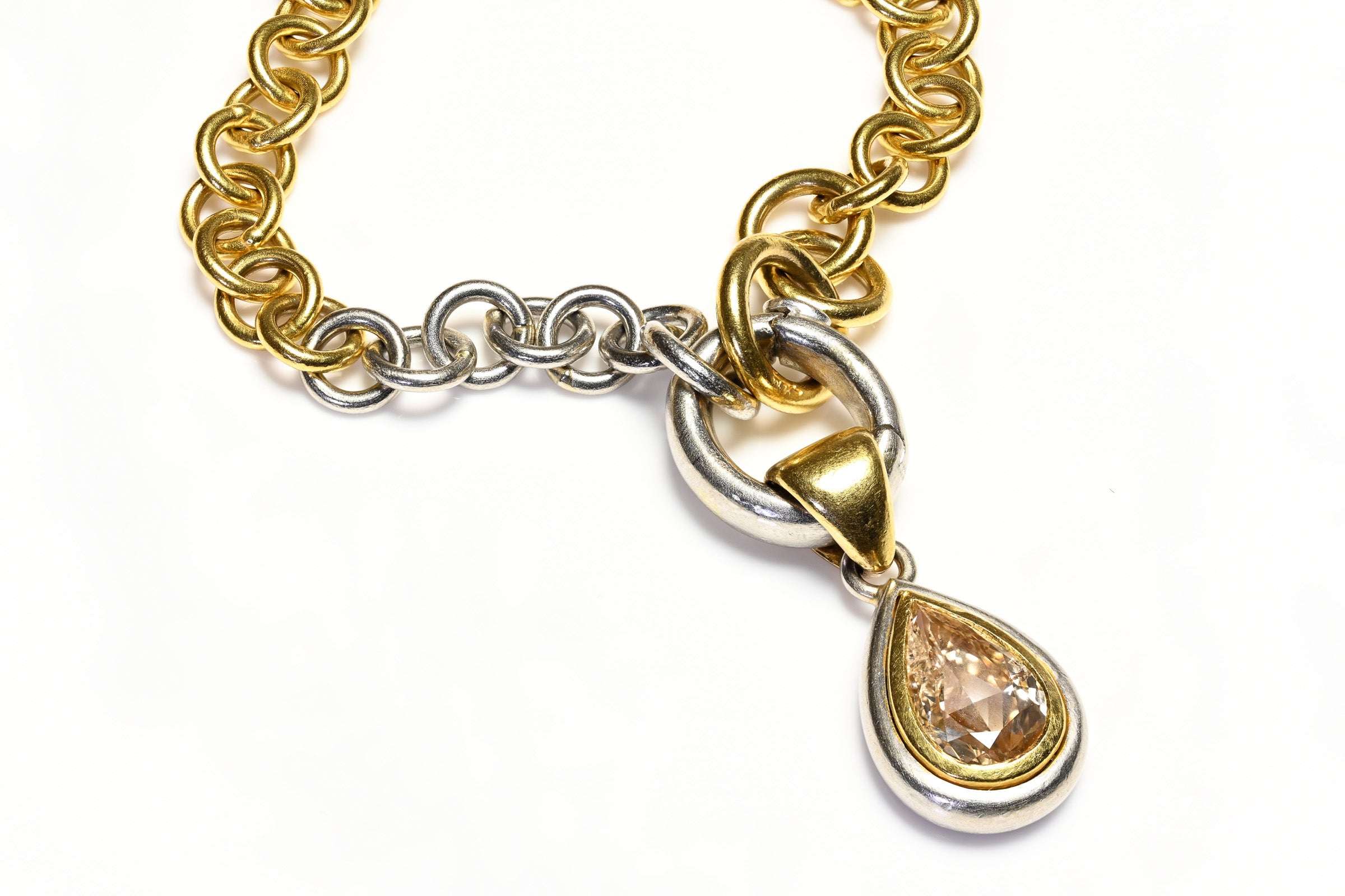 Fancy Diamond Platinum Gold Chain Necklace