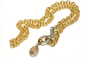 Fancy Diamond Platinum & 22K Gold Chain Necklace