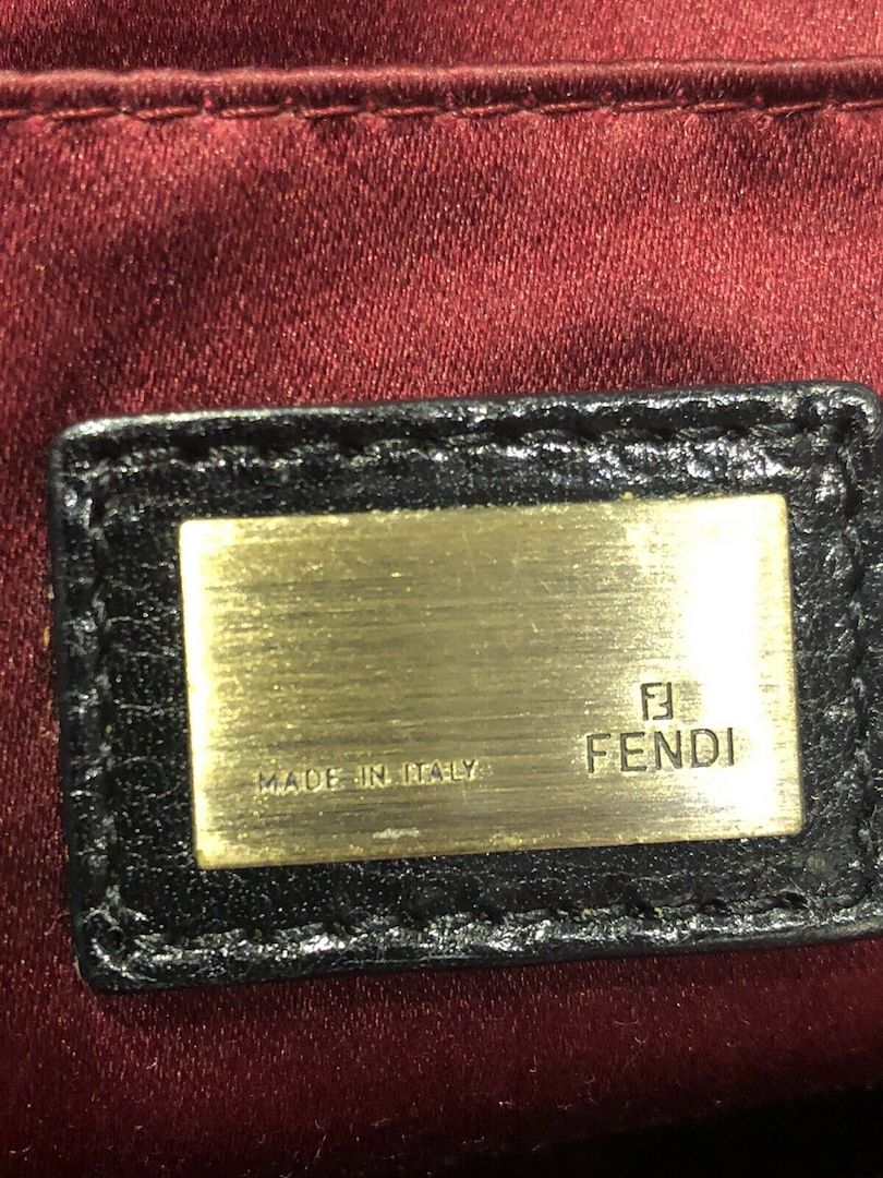 FENDI Fall 2006 Romanesque Style Palazzo Black Gold Leather Pearl Buckle B Bag
