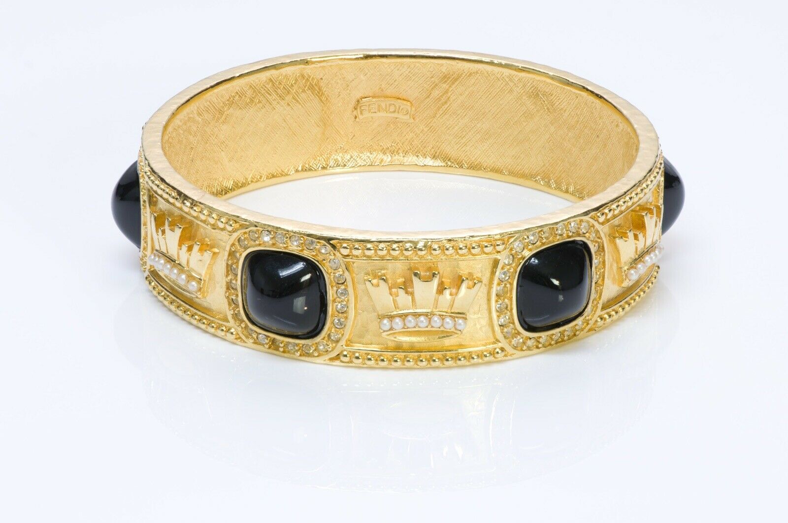 Fendi Pearl Crown Bangle Bracelet
