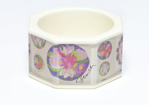 FENDI Wide Pink Purple Flower Pattern Lucite Resin Bangle Bracelet