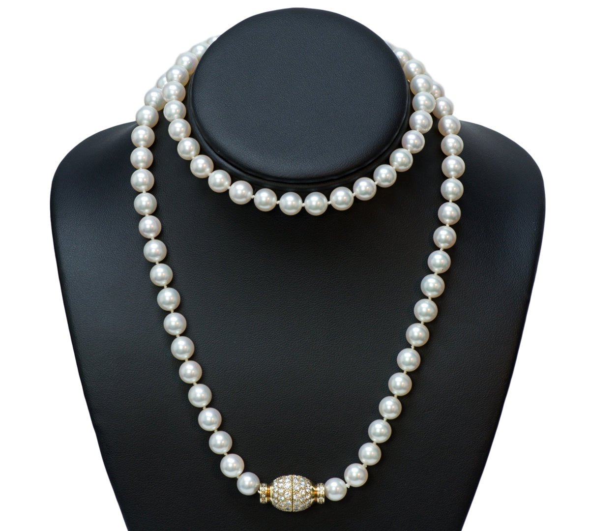 Fine Pearl 18K Gold Diamond Necklace - DSF Antique Jewelry