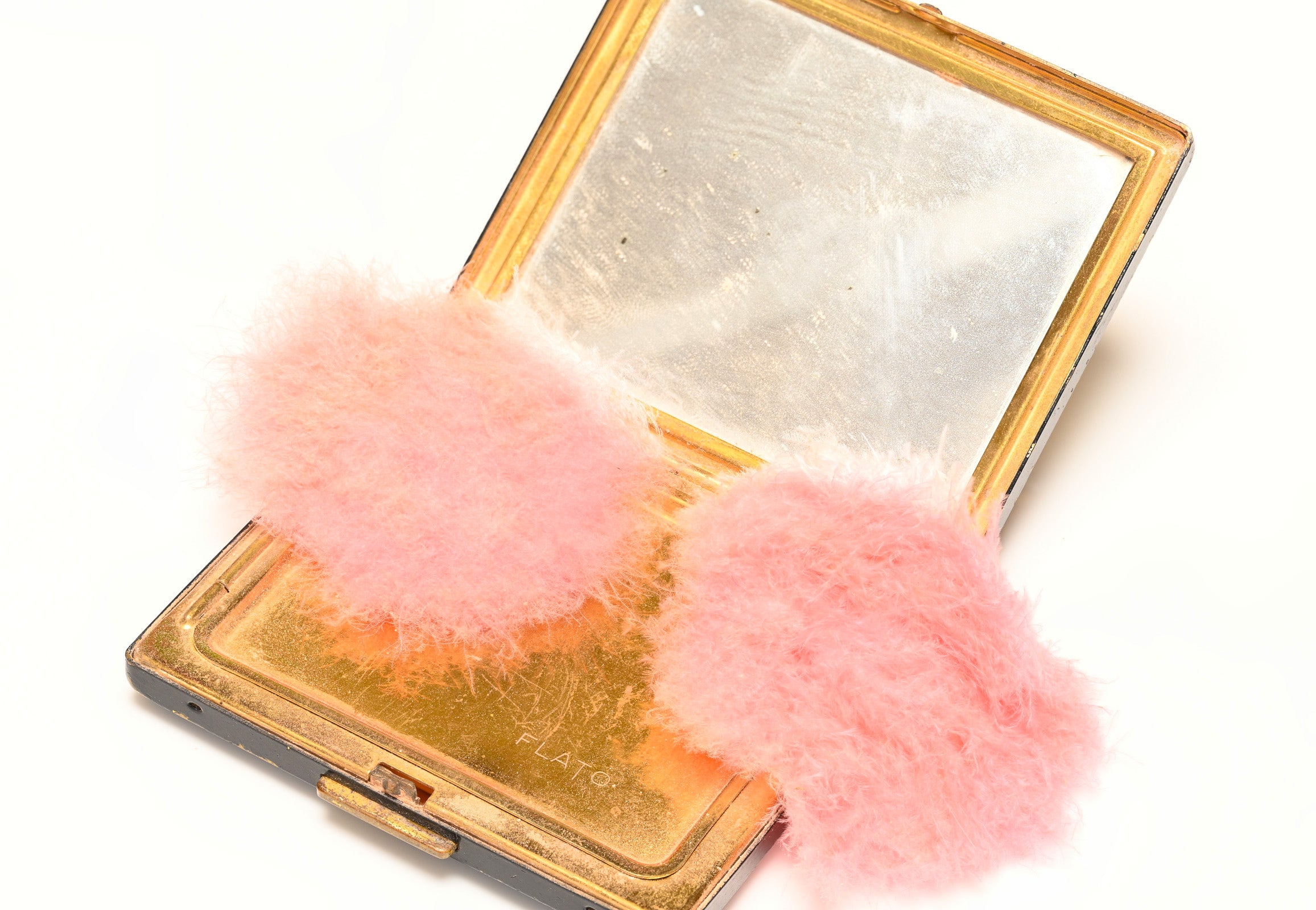 Paul Flato Enamel Gold Tone Crystal Powder Compact