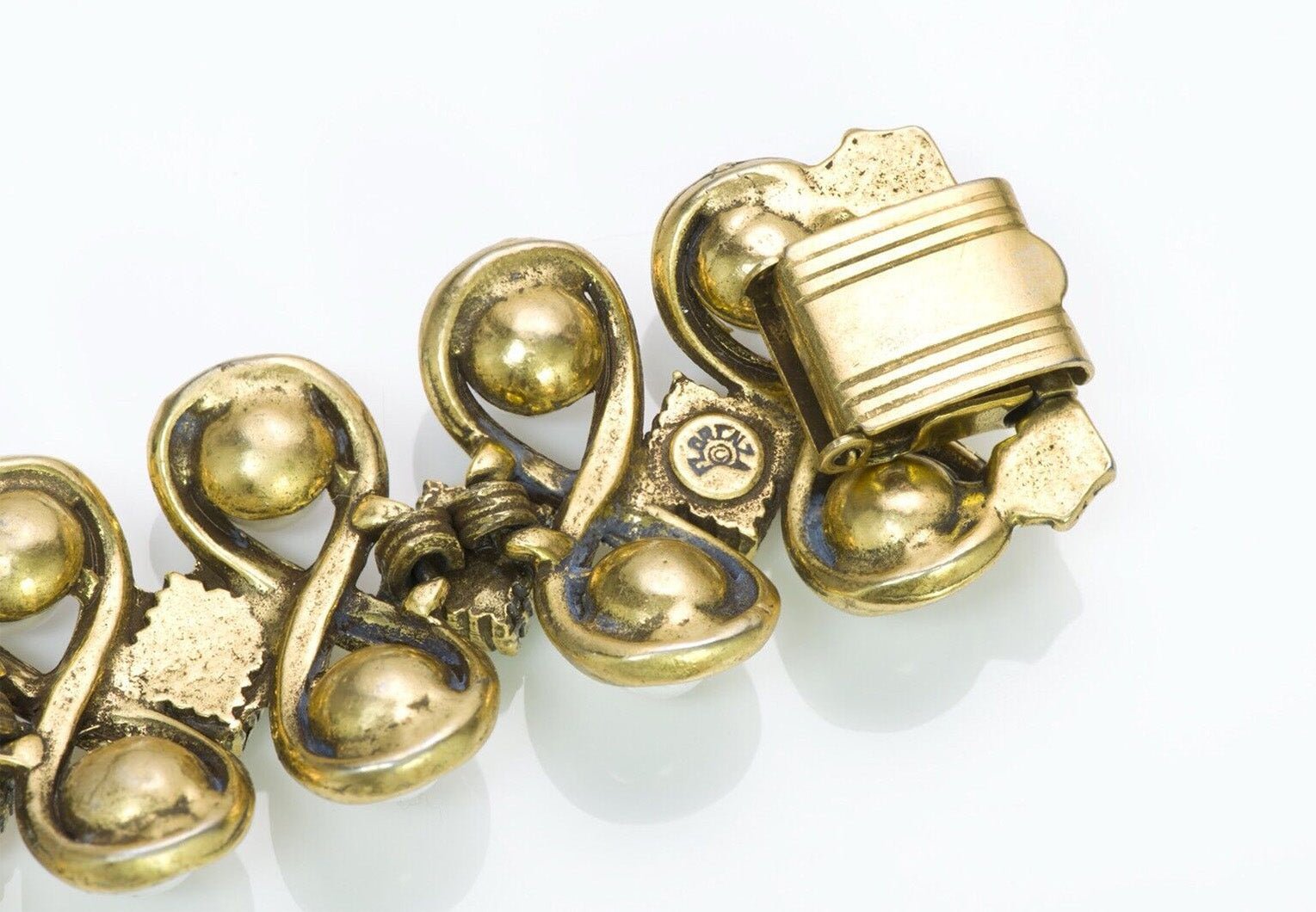 Florenza Gold Tone Faux Pearl Bracelet