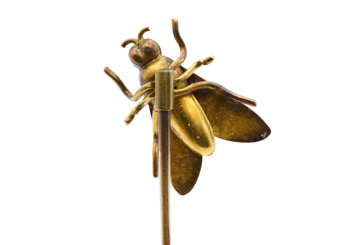 Victorian Gold Stick Pin with Fly Design