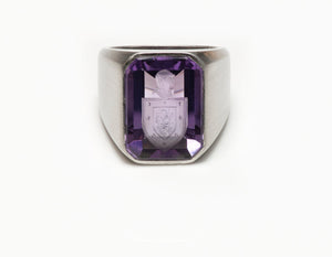Fontana Roma Platinum Amethyst Crest Men’s Ring