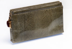 Frances Patiky Stein FPS 1980's Maison Gripoix Green Lizard Clutch Bag