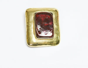 Frances Patiky Stein FPS Paris 1980’s Red Poured Glass Brooch