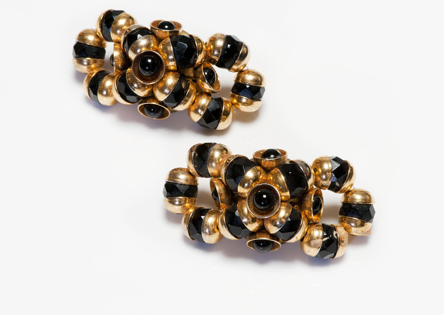 Francoise Montague Paris 1950’s Black Crystal Glass Beads Earrings