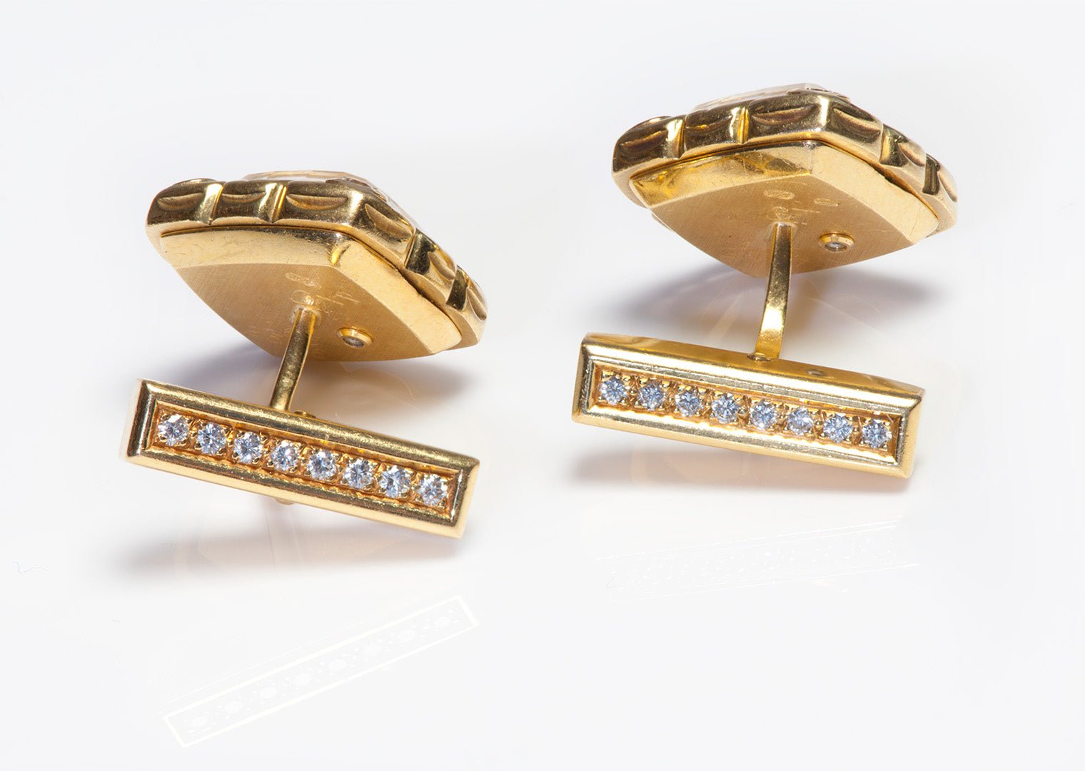Fred Paris 18K Gold Diamond Watch Cufflinks - DSF Antique Jewelry