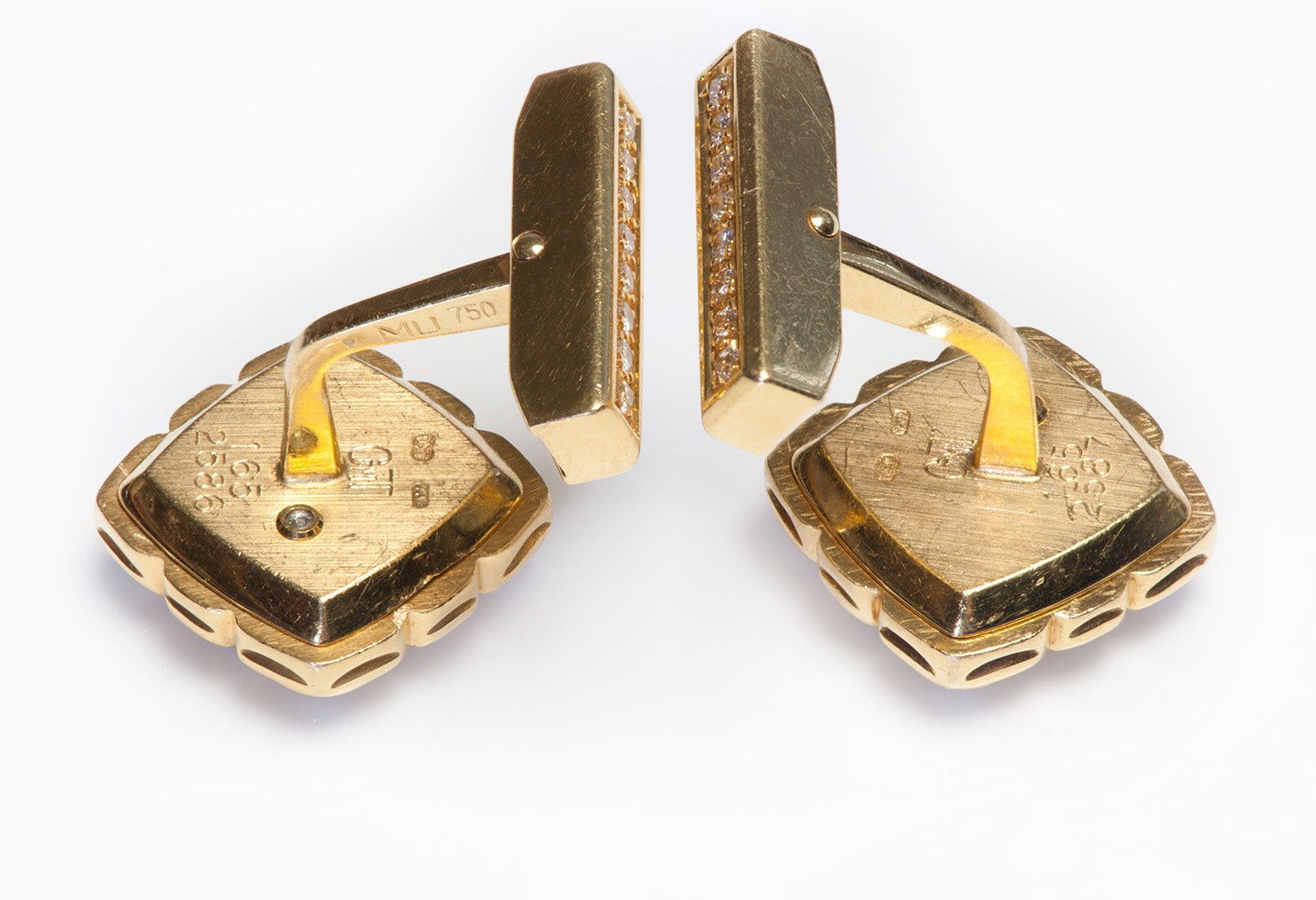 Fred Paris 18K Gold Diamond Watch Cufflinks