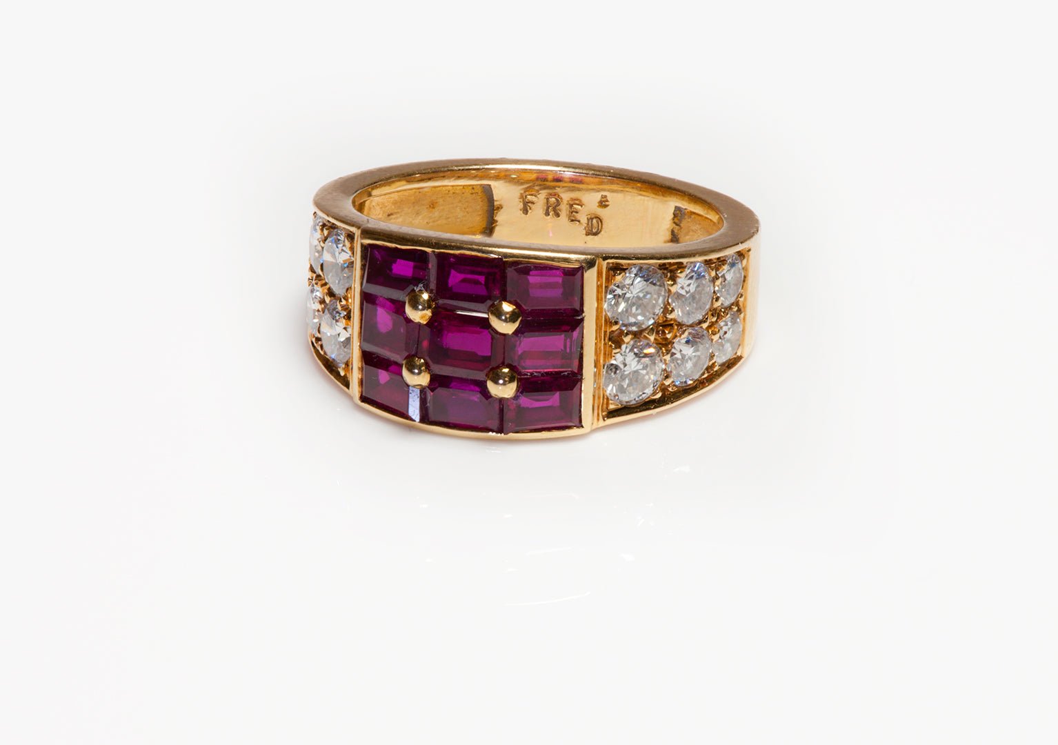 Fred Paris Gold Ruby Diamond Ring - DSF Antique Jewelry