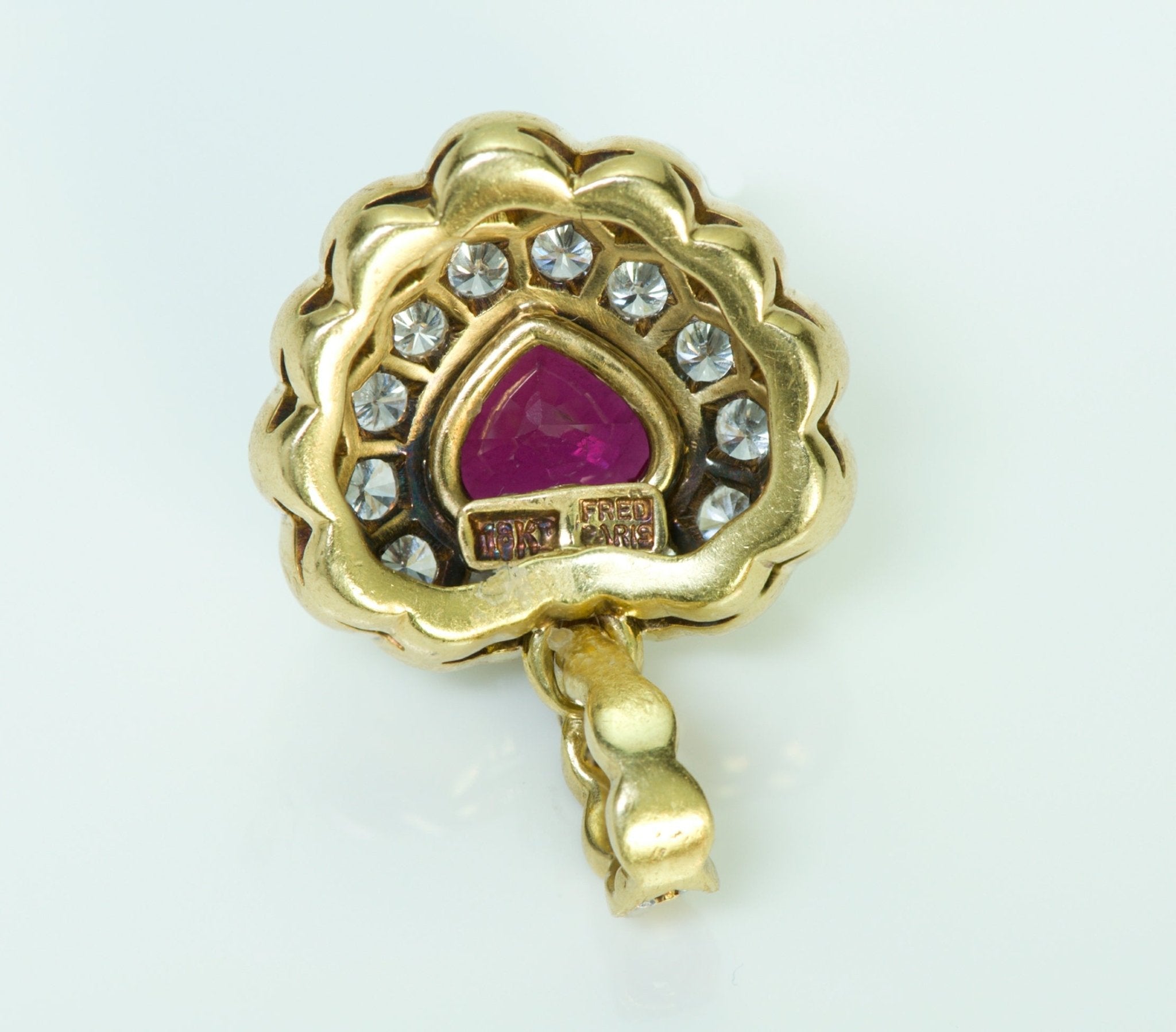 Fred Paris Heart Burma Ruby Diamond Gold Pendant - DSF Antique Jewelry