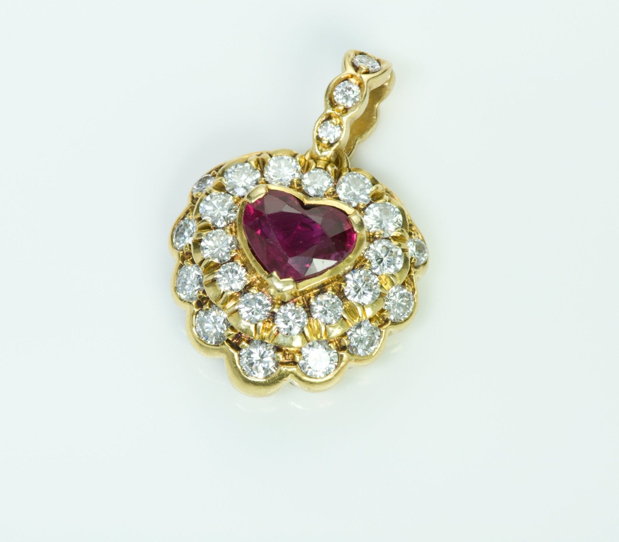 Fred Paris Heart Burma Ruby Diamond Gold Pendant