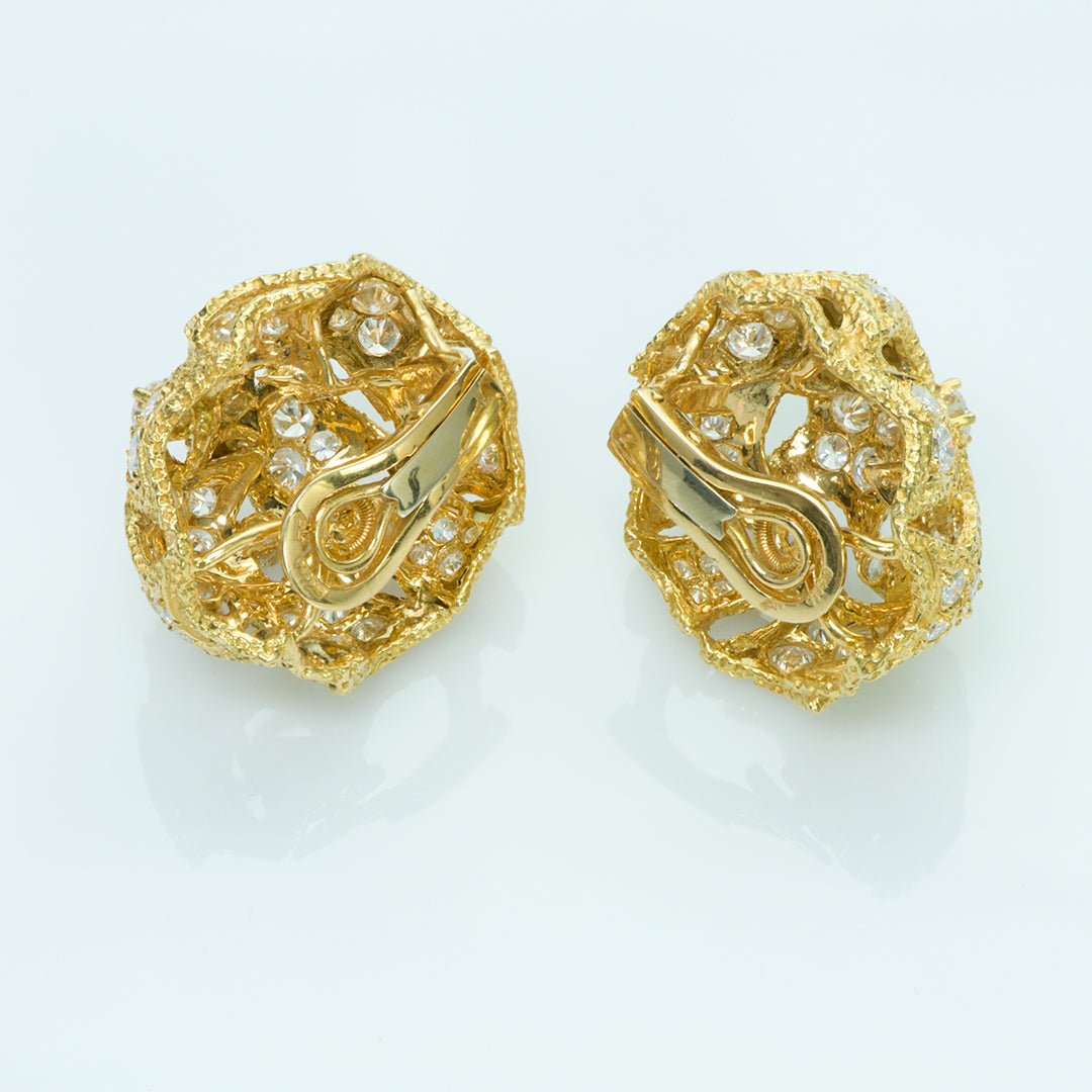 French 18K Gold Diamond Earrings