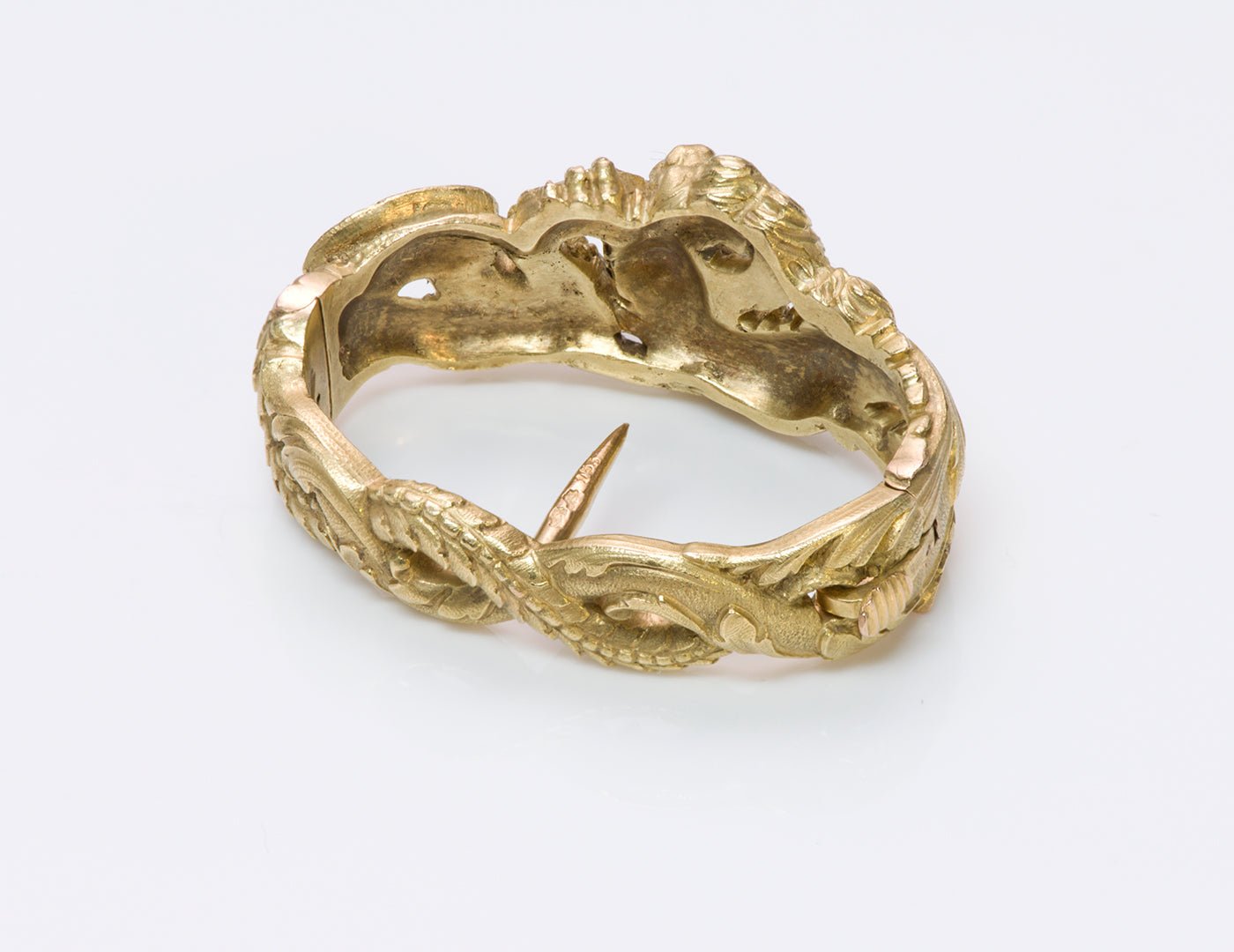 French Art Nouveau 18K Gold Griffin Scarf Clip
