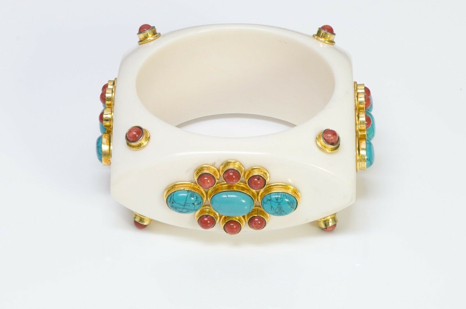 French Couture Faux Turquoise Bangle Bracelet