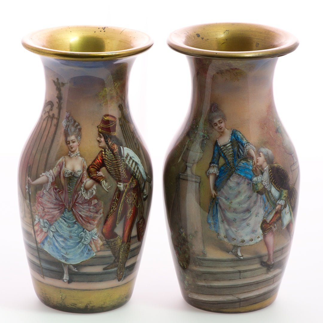 French Enamel Vases