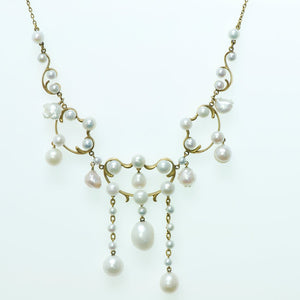 Antique Victorian Freshwater Pearl Gold Necklace