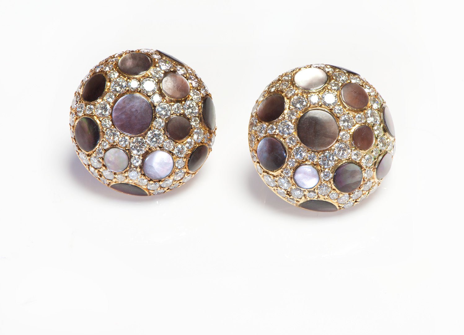 Gemlok Gold Diamond Pearl Earrings