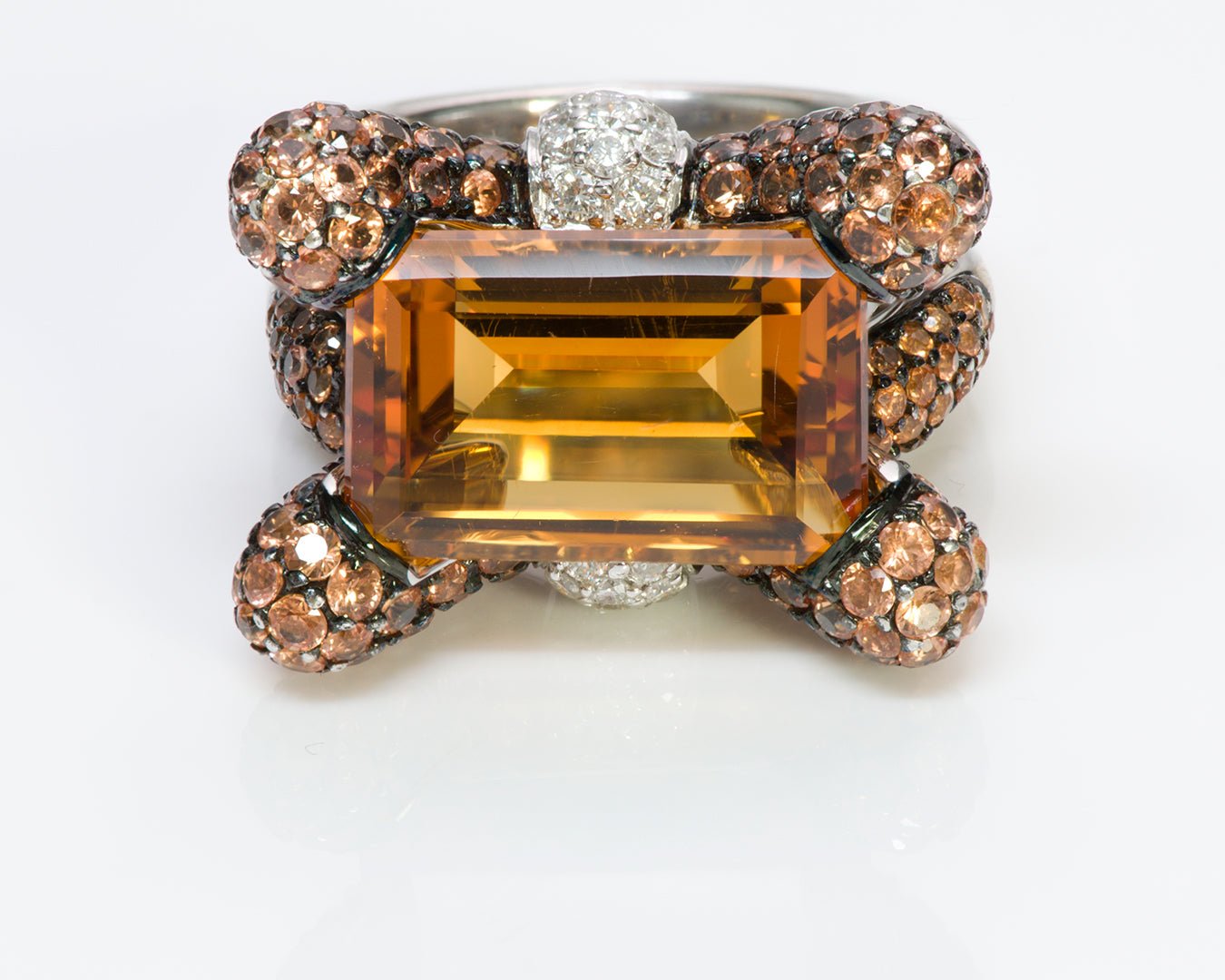 Gemstone Citrine Diamond 18K Gold Ring - DSF Antique Jewelry