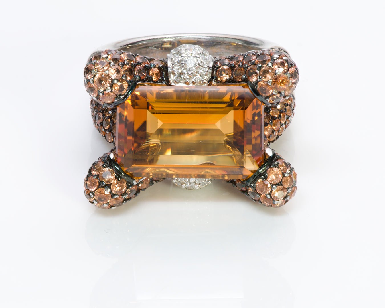 Gemstone Citrine Diamond 18K Gold Ring - DSF Antique Jewelry