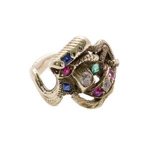 Gemstone Snake Gold Ring