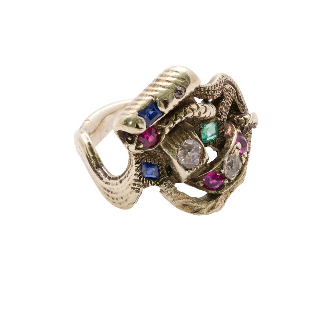 Gemstone Snake Gold Ring