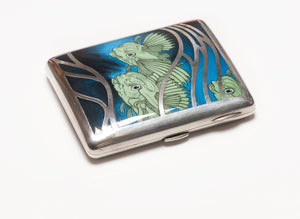 Georg Adam Scheid Antique Silver Enamel Fishes Cigarette Case