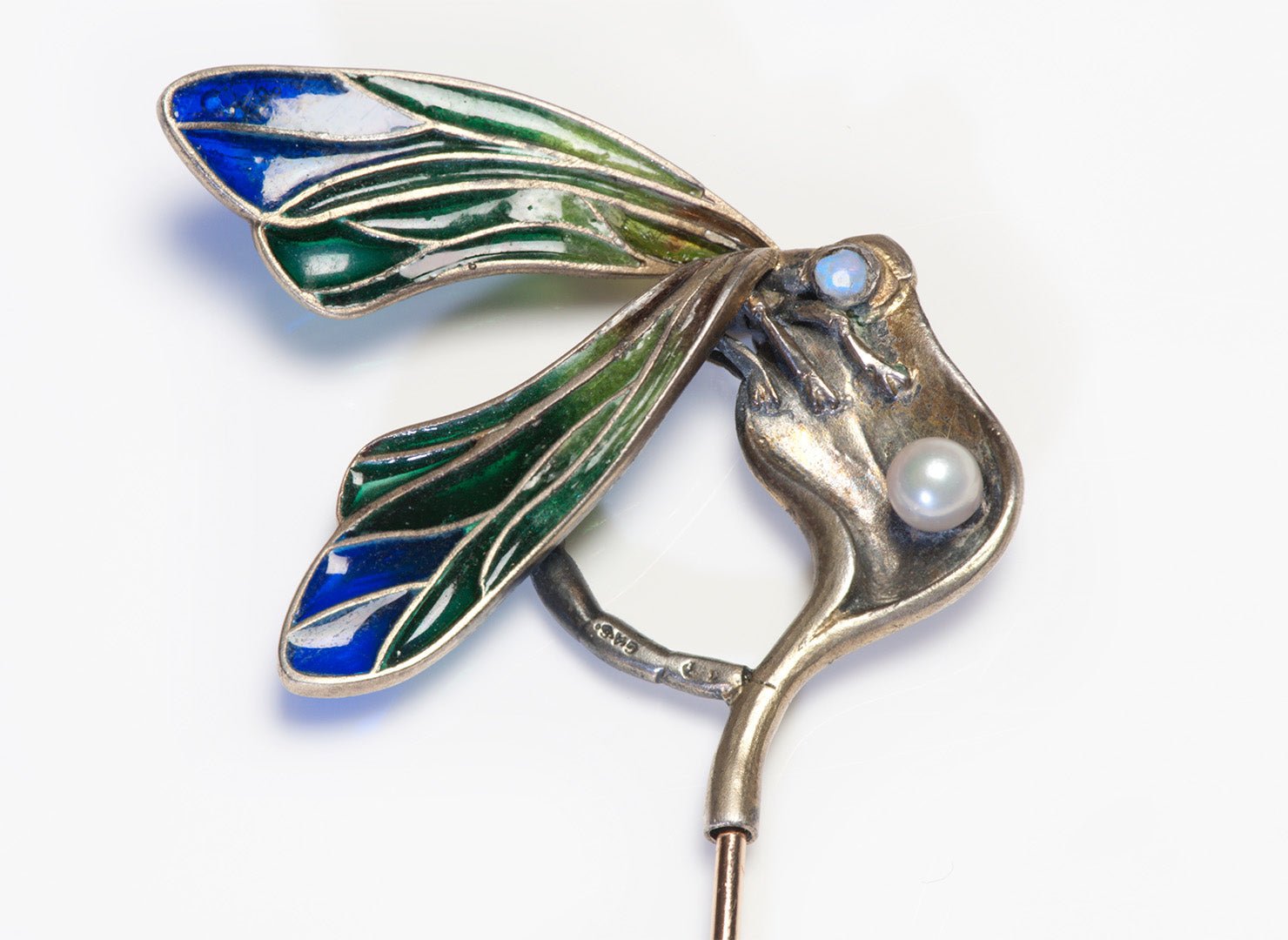Georg Adam Scheid Silver Plique a Jour Butterfly Hat Pin