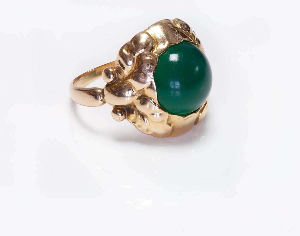 Georg Jensen 18K Gold Green Onyx Ring 111